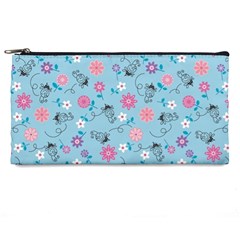 Pink And Blue Floral Wallpaper Pencil Case