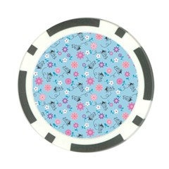 Pink And Blue Floral Wallpaper Poker Chip Card Guard (10 Pack)