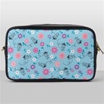 Pink And Blue Floral Wallpaper Toiletries Bag (One Side) Front