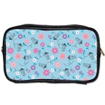 Pink And Blue Floral Wallpaper Toiletries Bag (Two Sides) Front