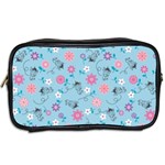 Pink And Blue Floral Wallpaper Toiletries Bag (Two Sides) Back