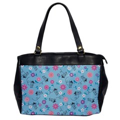 Pink And Blue Floral Wallpaper Oversize Office Handbag