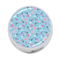 Pink And Blue Floral Wallpaper 4-port Usb Hub (one Side)