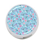 Pink And Blue Floral Wallpaper 4-Port USB Hub (One Side) Front