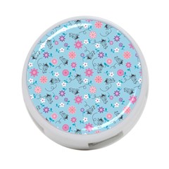 Pink And Blue Floral Wallpaper 4-port Usb Hub (two Sides)