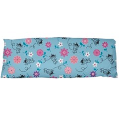 Pink And Blue Floral Wallpaper Body Pillow Case (dakimakura)