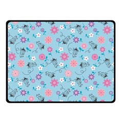 Pink And Blue Floral Wallpaper Fleece Blanket (small)