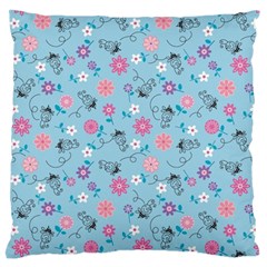 Pink And Blue Floral Wallpaper Standard Premium Plush Fleece Cushion Case (one Side)