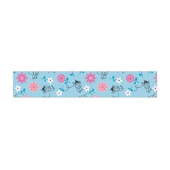 Pink And Blue Floral Wallpaper Premium Plush Fleece Scarf (mini) by Jancukart