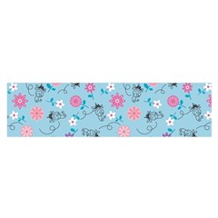 Pink And Blue Floral Wallpaper Oblong Satin Scarf (16  X 60 ) by Jancukart