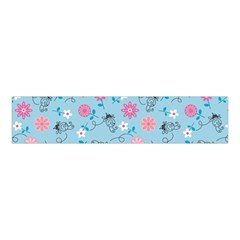 Pink And Blue Floral Wallpaper Velvet Scrunchie by Jancukart