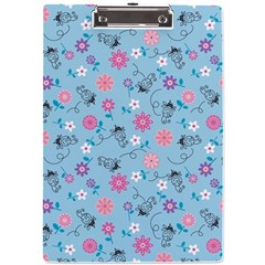 Pink And Blue Floral Wallpaper A4 Acrylic Clipboard