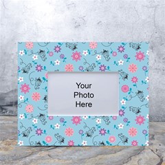 Pink And Blue Floral Wallpaper White Tabletop Photo Frame 4 x6  by Jancukart