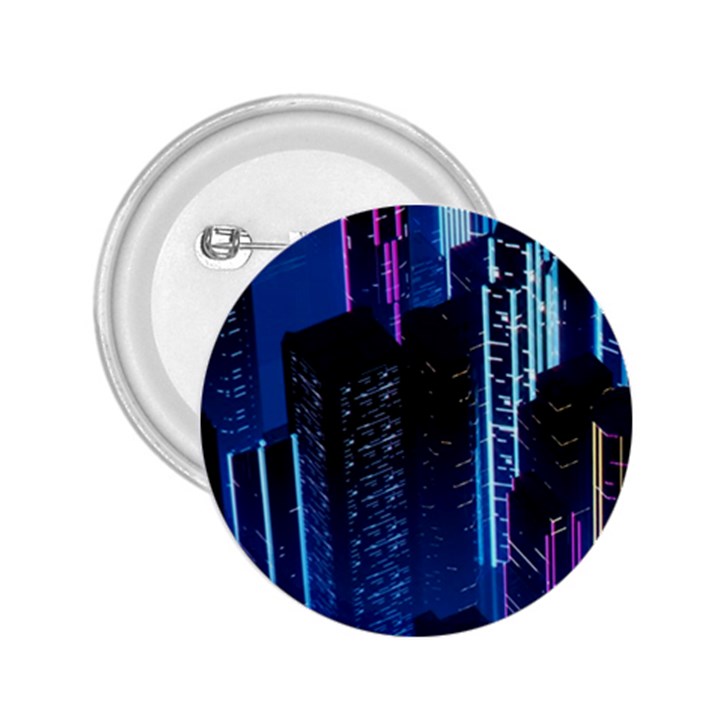 Night Music The City Neon Background Synth Retrowave 2.25  Buttons