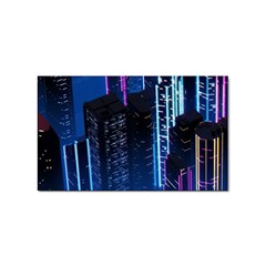 Night Music The City Neon Background Synth Retrowave Sticker Rectangular (100 Pack) by Jancukart