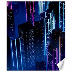 Night Music The City Neon Background Synth Retrowave Canvas 8  X 10 