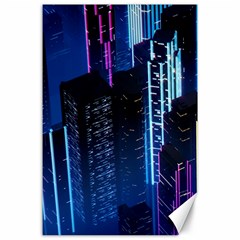 Night Music The City Neon Background Synth Retrowave Canvas 24  X 36  by Jancukart