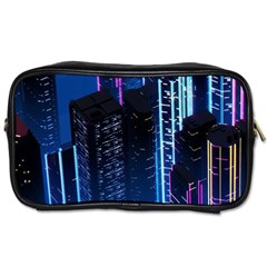 Night Music The City Neon Background Synth Retrowave Toiletries Bag (one Side)