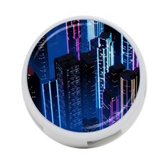 Night Music The City Neon Background Synth Retrowave 4-port Usb Hub (two Sides) by Jancukart