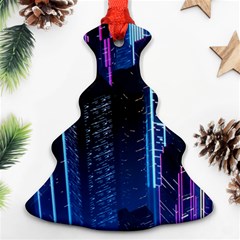 Night Music The City Neon Background Synth Retrowave Ornament (christmas Tree) 