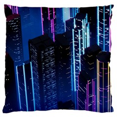 Night Music The City Neon Background Synth Retrowave Large Cushion Case (two Sides) by Jancukart