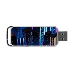 Night Music The City Neon Background Synth Retrowave Portable Usb Flash (two Sides)