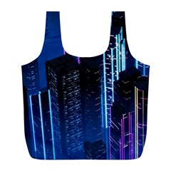 Night Music The City Neon Background Synth Retrowave Full Print Recycle Bag (l) by Jancukart