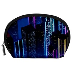 Night Music The City Neon Background Synth Retrowave Accessory Pouch (large) by Jancukart