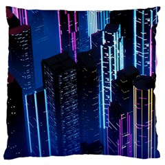 Night Music The City Neon Background Synth Retrowave Standard Premium Plush Fleece Cushion Case (two Sides) by Jancukart