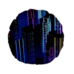 Night Music The City Neon Background Synth Retrowave Standard 15  Premium Flano Round Cushions