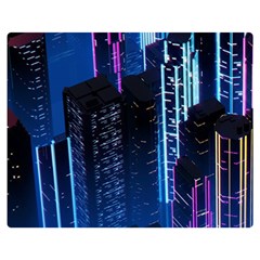 Night Music The City Neon Background Synth Retrowave Premium Plush Fleece Blanket (medium)