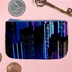 Night Music The City Neon Background Synth Retrowave Large Coin Purse Front