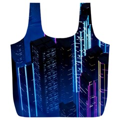 Night Music The City Neon Background Synth Retrowave Full Print Recycle Bag (xxxl) by Jancukart