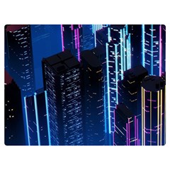 Night Music The City Neon Background Synth Retrowave Premium Plush Fleece Blanket (extra Small)