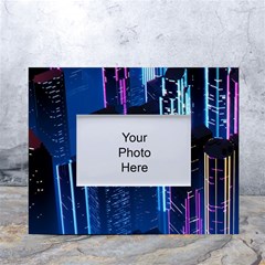 Night Music The City Neon Background Synth Retrowave White Tabletop Photo Frame 4 x6  by Jancukart