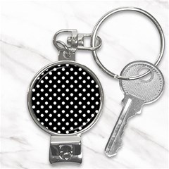 Black And White Polka Dots Nail Clippers Key Chain by GardenOfOphir