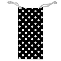 Black And White Polka Dots Jewelry Bag by GardenOfOphir