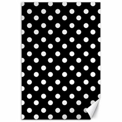 Black And White Polka Dots Canvas 24  X 36  by GardenOfOphir