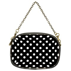 Black And White Polka Dots Chain Purse (one Side) by GardenOfOphir