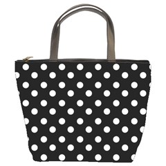 Black And White Polka Dots Bucket Bag by GardenOfOphir