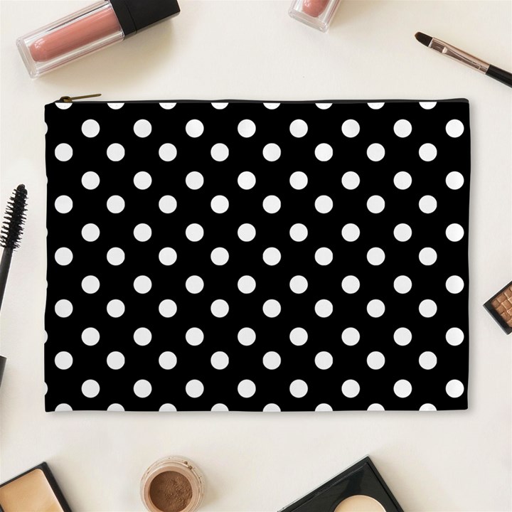 Black And White Polka Dots Cosmetic Bag (XL)