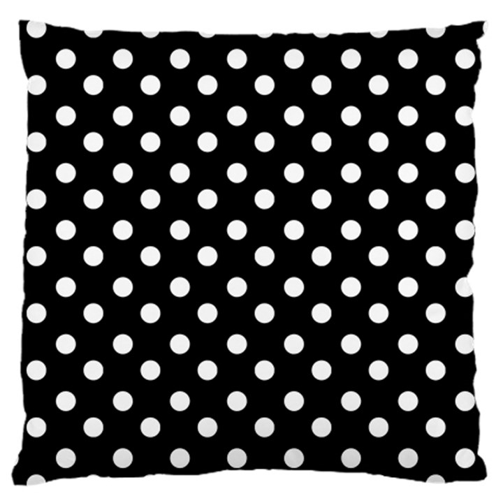 Black And White Polka Dots Large Premium Plush Fleece Cushion Case (One Side)