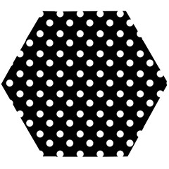 Black And White Polka Dots Wooden Puzzle Hexagon by GardenOfOphir