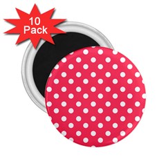 Hot Pink Polka Dots 2 25  Magnets (10 Pack)  by GardenOfOphir