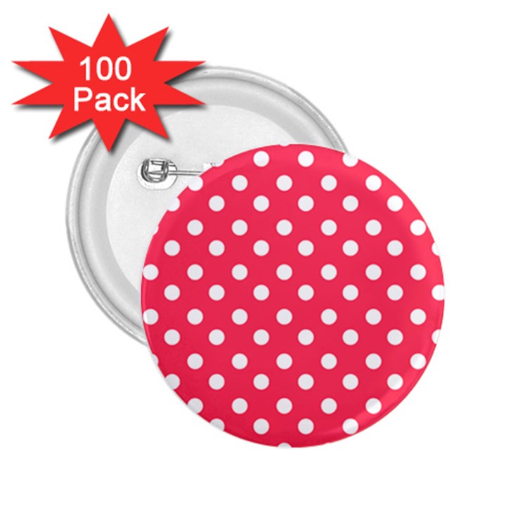 Hot Pink Polka Dots 2.25  Buttons (100 pack) 