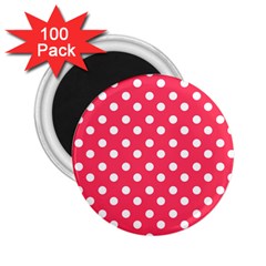 Hot Pink Polka Dots 2 25  Magnets (100 Pack)  by GardenOfOphir