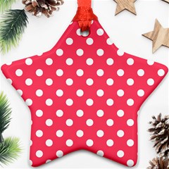 Hot Pink Polka Dots Star Ornament (two Sides) by GardenOfOphir