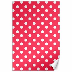 Hot Pink Polka Dots Canvas 12  X 18  by GardenOfOphir