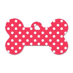 Hot Pink Polka Dots Dog Tag Bone (one Side) by GardenOfOphir