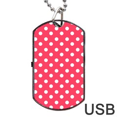 Hot Pink Polka Dots Dog Tag Usb Flash (two Sides) by GardenOfOphir